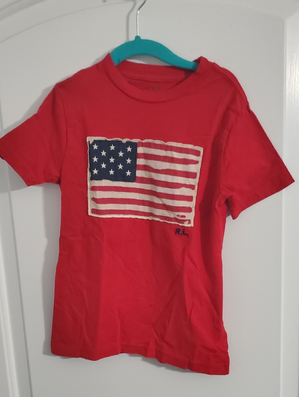 Ralph Lauren Red Tee with USA Flag Graphic
